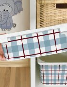 INSPIO Barevná samolepka na box IKEA TROFAST – Burgundy Blue Káro