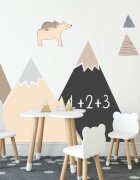INSPIO Dětské samolepky na zeď - Hnědé hory a kopce s tabulovou fólií