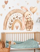 INSPIO Nálepka do dětského pokoje – Boho duha a malý zajíček