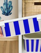 INSPIO Nálepka pro IKEA TROFAST box - Modré pruhy (na béžové)