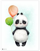 INSPIO Obrázek na zeď Panda s barevnými balóny