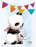 INSPIO Obrázek Panda s barevnými vlajkami