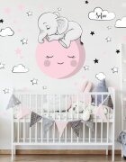 INSPIO Personalizovaná samolepka na zeď - Spící slon se jménem