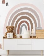 INSPIO Samolepka na zeď - DUHA v hnědých barvách a boho domečky