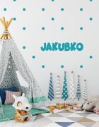 INSPIO Samolepka na zeď - Puntíky se jménem ve vlastní barvě
