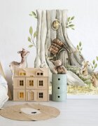 INSPIO Samolepka na zeď Woodland - Stromeček domeček a lesní zvířátka