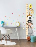 INSPIO Samolepky do dětského pokoje - Oranžový dětský metr s veselými zvířatky