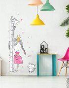 INSPIO Samolepky do dětského pokoje - Princezna s kočičkou - dětský metr