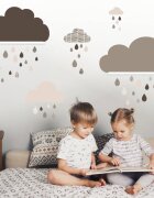 INSPIO Samolepky na zeď - Hnědé obláčky za police IKEA MOSSLANDA