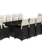 vidaXL 11dílný zahradní bistro set s poduškami černý polyratan