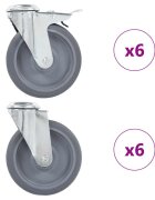 vidaXL 12 ks otočná kolečka s otvorem pro šroub 125 mm