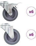 vidaXL 12 ks otočná kolečka s otvorem pro šroub 75 mm