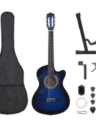 vidaXL 12dílný folkový akustický kytarový set se 6 strunami modrý 38''