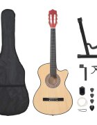 vidaXL 12dílný set folková akustická kytara s výřezem a 6 strunami 38"