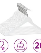 vidaXL 20 ks šatních ramínek protiskluzové bílé tvrdé dřevo