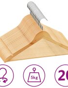 vidaXL 20 ks šatních ramínek protiskluzové tvrdé dřevo