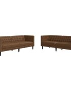 vidaXL 2dílná sedací souprava Chesterfield hnědá umělá semišová kůže