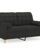 vidaXL 2místná pohovka s polštáři černá 120 cm textil