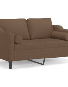 vidaXL 2místná pohovka s polštáři hnědá 120 cm textil