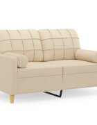 vidaXL 2místná pohovka s polštáři krémová 120 cm textil
