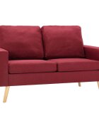 vidaXL 2místná pohovka vínová textil