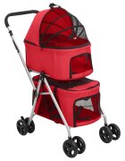 vidaXL 2patrový skládací kočárek pro psa červený 83x48x97 cm oxford