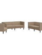 vidaXL 3dílná sedací souprava Chesterfield cappuccino umělá kůže