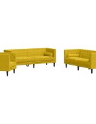 vidaXL 3dílná sedací souprava Chesterfield s podhlavníky žlutá samet