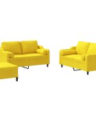 vidaXL 3dílná sedací souprava s polštáři světle žlutá textil