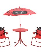 vidaXL 3dílný dětský zahradní bistro set se slunečníkem červený