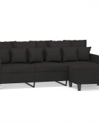 vidaXL 3místná pohovka s podnožkou černá 180 cm textil