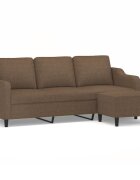 vidaXL 3místná pohovka s podnožkou hnědá 180 cm textil