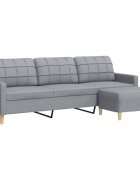 vidaXL 3místná pohovka s podnožkou světle šedá 210 cm textil