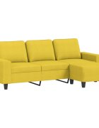 vidaXL 3místná pohovka s podnožkou světle žlutá 180 cm textil