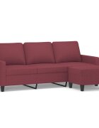 vidaXL 3místná pohovka s podnožkou vínová 180 cm textil