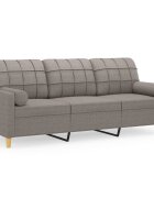vidaXL 3místná pohovka s polštáři taupe 180 cm textil