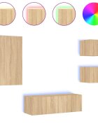 vidaXL 4dílná obývací stěna s LED osvětlením dub sonoma