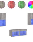 vidaXL 4dílná obývací stěna s LED osvětlením šedá sonoma