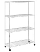 vidaXL 4patrový úložný regál na kolečkách 90x35x142 cm chrom 200 kg