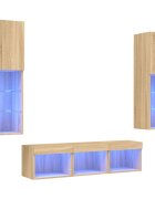 vidaXL 5dílná obývací stěna s LED dub sonoma kompozitní dřevo