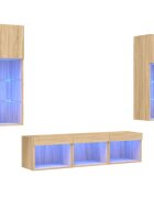 vidaXL 5dílná obývací stěna s LED dub sonoma kompozitní dřevo