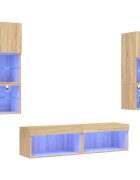 vidaXL 6dílná obývací stěna s LED dub sonoma kompozitní dřevo
