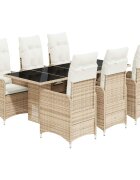 vidaXL 7dílný zahradní bistro set s poduškami béžový polyratan