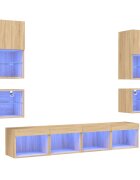 vidaXL 8dílná obývací stěna s LED dub sonoma kompozitní dřevo