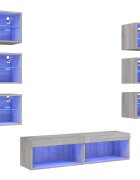 vidaXL 8dílná obývací stěna s LED šedá sonoma kompozitní dřevo