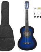vidaXL 8dílný set klasická kytara pro začátečníky modrá 1/2 34''