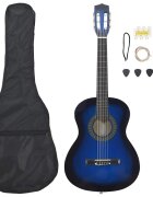 vidaXL 8dílný set klasická kytara pro začátečníky modrá 3/4 36''
