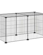 vidaXL 8panelová ohrádka pro zvířata černá 70x35x35 cm ocel