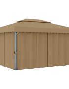 vidaXL Altán se závěsy 4 x 3 m taupe hliník