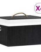vidaXL Bambusové úložné boxy 4 ks černé
